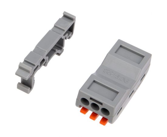 Проходная клемма REXANT СМК 222-423D 3-полюсная, с креплением на DIN-рейку 0,08-4 мм2 5шт 07-5238-05 – изображение 5