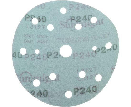 Круг шлифовальный FILM L312TV (100 шт; 150 мм; на липучке; 15 отв; зелёный; P240) SUNMIGHT 53012 – изображение 3