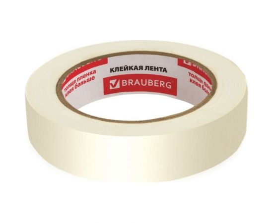 Малярная клейкая лента BRAUBERG 25 мм х 50 м крепированная, профессиональная, реальная длина 228086 