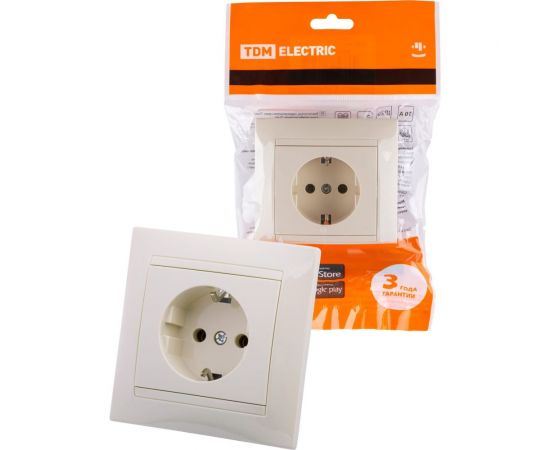 Розетка TDM 2П+З 16А 250В слоновая кость Лама SQ1815-0123 