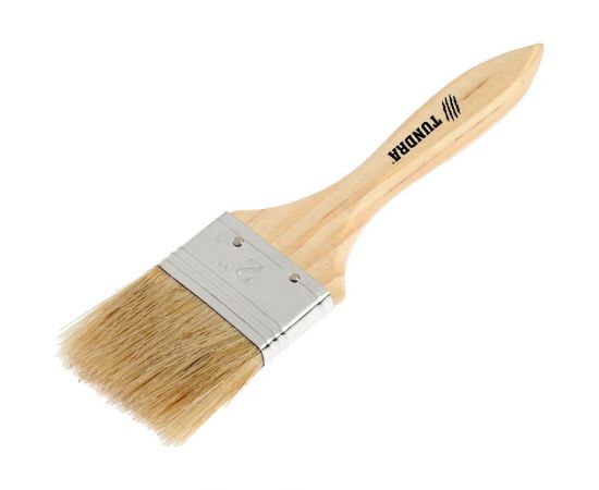 Плоская кисть ТУНДРА смешанная щетина, деревянная ручка, 2.5"", 63 мм 1818232 