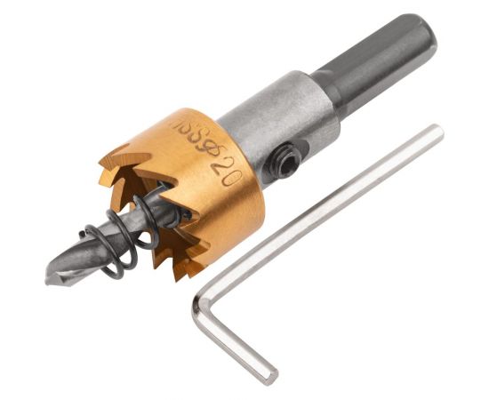 Коронка кольцевая по металлу 20 мм, HSS сталь, титановое покрытие FIT 36860 