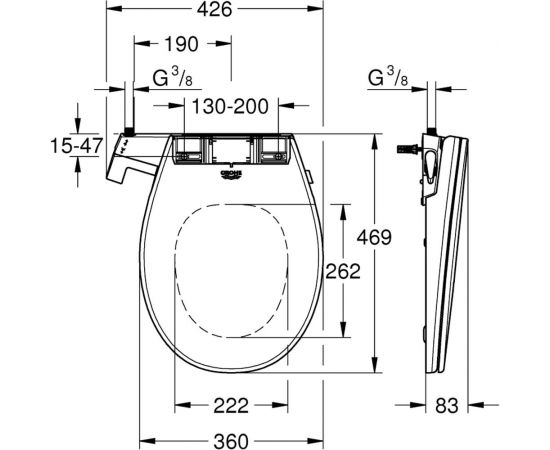 Сиденье-биде Grohe Bau ручное управление 39648SH0 – изображение 3