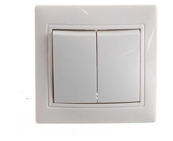 Выключатель Smartbuy 2-клавишный 10А белый, керамика Венера SBE-01w-10-SW2-0-c – изображение 2