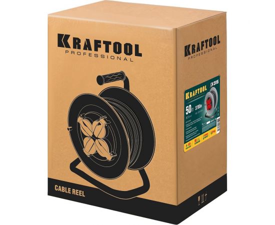 Удлинитель на катушке KRAFTOOL К-315 50м, 3700Вт, 4 гнезда, IP44, КГ 3х1.5кв.мм 55085-50_z01 – изображение 5