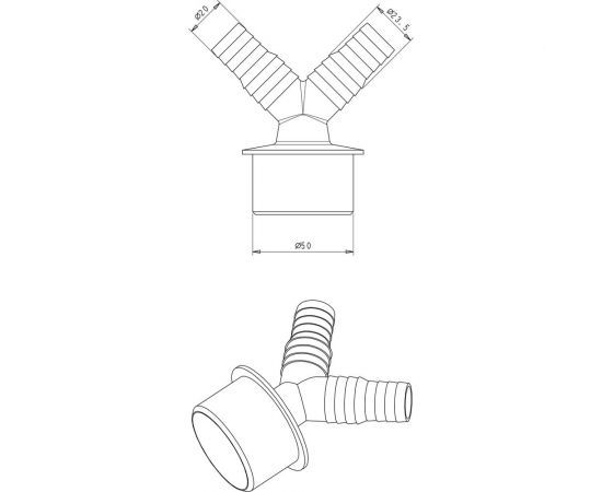 Переходник для подключения сливного шланга Профитт 20x23x50V, белый 2226087 – изображение 2