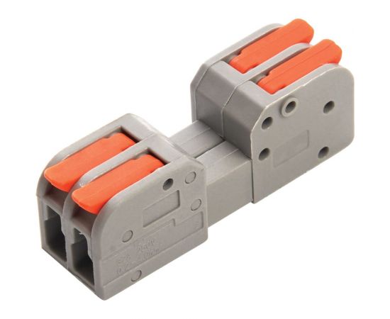 Монтажная компактная клемма STEKKER для подключения фазных проводников, 2 контактные группы LD221-422, 0,14/0,2 - 4мм 39873 