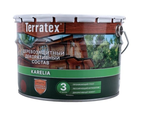Деревозащитный декоративный состав ТЕРРАТЕКС красное дерево, 7.5 кг, 9 л ЭК000137013 – изображение 4