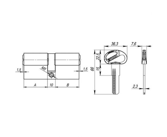 Цилиндровый механизм Fuaro D-PRO500/90 mm /40+10+40/ CP хром 5 кл. 37723 – изображение 2