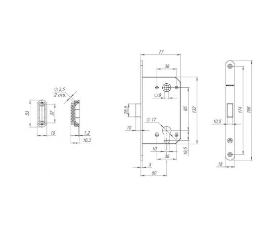 Межкомнатный замок под цилиндр Fuaro MAGNET M85C-50 AB бронза new plate 42785 – изображение 2
