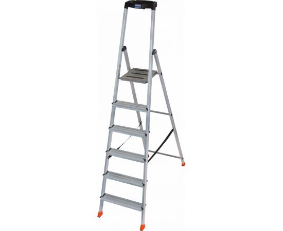 Свободностоящая стремянка Krause MONTO SAFETY 2К заглушки, 6 ступеней 128966 