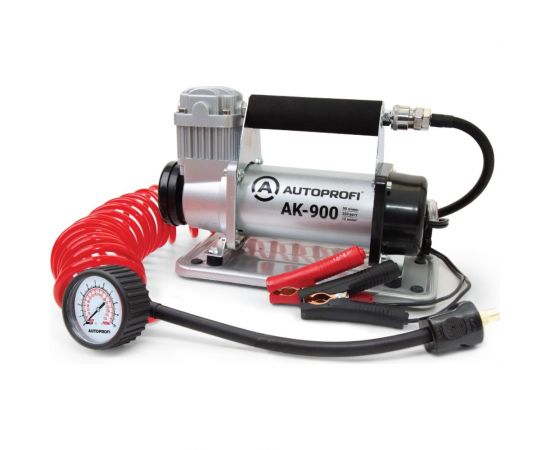 Воздушный компрессор AUTOPROFI 90 л./мин, 12v/30a, 350w, шланг 5 м., шнур питания 3 м., питание от акб, клапан для регулир. давления, воздушный фильтр, набор из 4-х переходников для надувн.  
