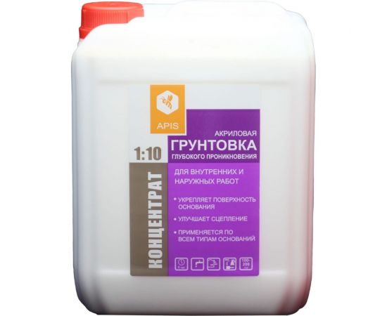 Грунтовка глубокого проникновения APIS концентрат 1:10, канистра 5 кг 4665296510150 