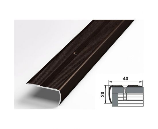 Порог угловой алюминиевый декоративный (40х20 мм, 1,35 м, Дуб венге) ЛУКА УТ000003223 – изображение 2