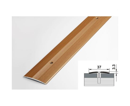 Порог прямой алюминиевый декоративный (37 мм, 1,8 м, Бук) ЛУКА 00000001364 – изображение 2