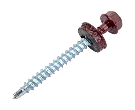 Саморезы Зубр для крепления кровельных материалов к деревянной обрешетке, цвет RAL 3005 темно-красный, оцинкованный, 4,8x50мм, 250шт 4-300315-48-050-3005 – изображение 4