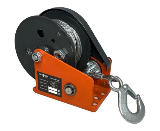 Ручная барабанная лебедка с тормозом Magnus Profi LRT-800 800 кг, канат 10 м SZ059379 – изображение 2