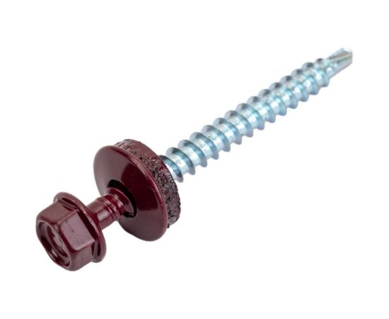 Саморезы Зубр для крепления кровельных материалов к деревянной обрешетке, цвет RAL 3005 темно-красный, оцинкованный, 4,8x50мм, 250шт 4-300315-48-050-3005 – изображение 3