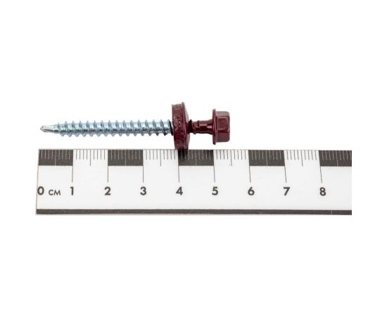 Саморезы Зубр для крепления кровельных материалов к деревянной обрешетке, цвет RAL 3005 темно-красный, оцинкованный, 4,8x50мм, 250шт 4-300315-48-050-3005 – изображение 2