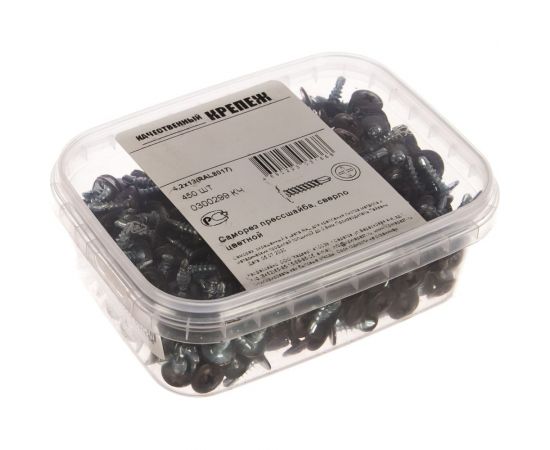 Прессшайба Качественный КРЕПЕЖ 4.2х13 мм, коричневая RAL 8017, сверло, 450 шт 0300299 КЧ – изображение 2