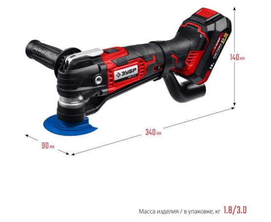 Реноватор ЗУБР 18 В, 1 АКБ (2 Ач), набор насадок, сумка МФИ-18-21 – изображение 12