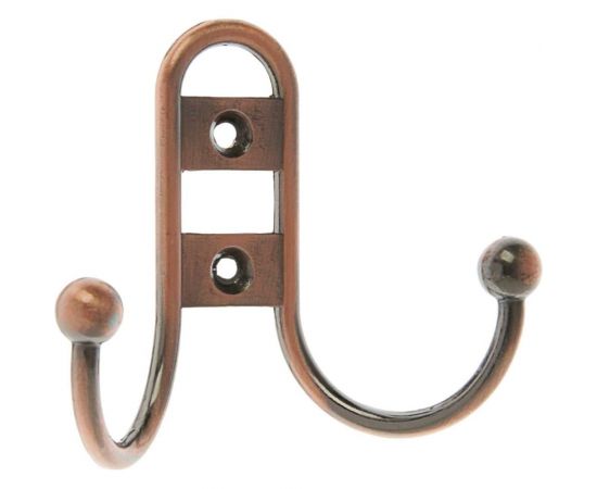 Мебельный крючок ТУНДРА KM203AC, двухрожковый, цвет медь 1866189 