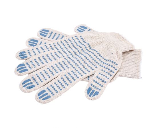 Трикотажные легкие перчатки Gigant с покрытием ПВХ-точка, 10 класс, белые GGC-9 – изображение 5