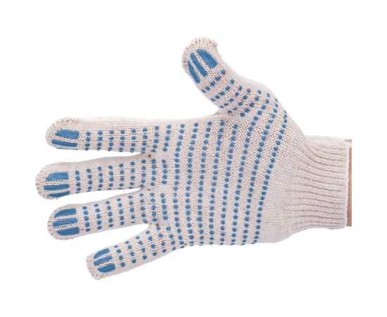 Трикотажные легкие перчатки Gigant с покрытием ПВХ-точка, 10 класс, белые GGC-9 – изображение 3