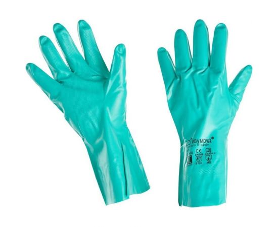 Нитриловые перчатки ООО Комус Изумруд 8070 зеленые, р. 10/XL 757528 