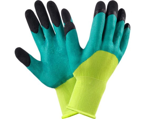 Нейлоновые перчатки Фабрика перчаток салатный с черными пальцами ПЕР-САЛАТ-ЧП-840 