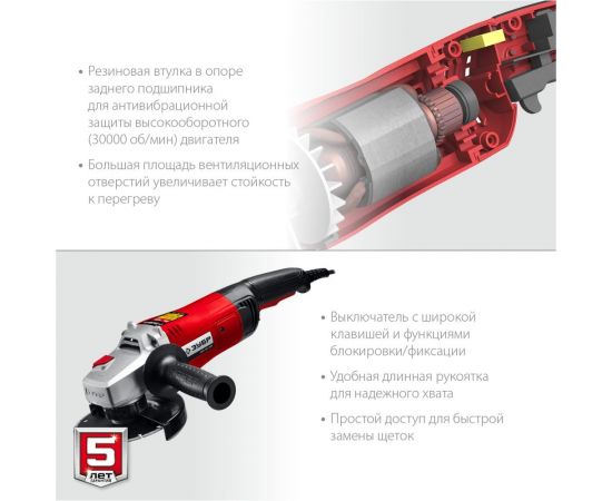 Угловая шлифовальная машина ЗУБР 150 мм, 1400 Вт УШМ-150-1405 – изображение 8
