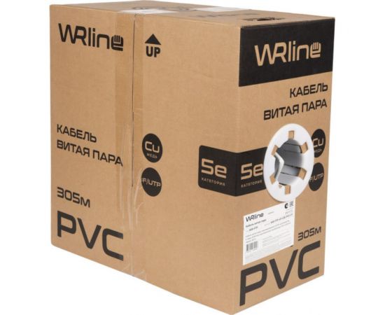 Кабель витая пара WRline WR-FTP-4P-C5E-PVC-GY экранированный F/UTP, категория 5e, 4 пары (0,50 мм), одножильный, внутренний, PVC нг(А)-LS, серый, 305 м 505751 – изображение 2