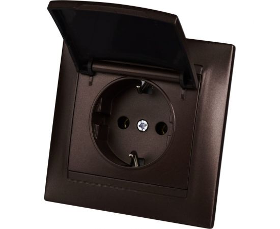 Розетка TDM Лама 2П+З 16А 250В IP44 с крышкой шоколад SQ1815-0526 – изображение 5