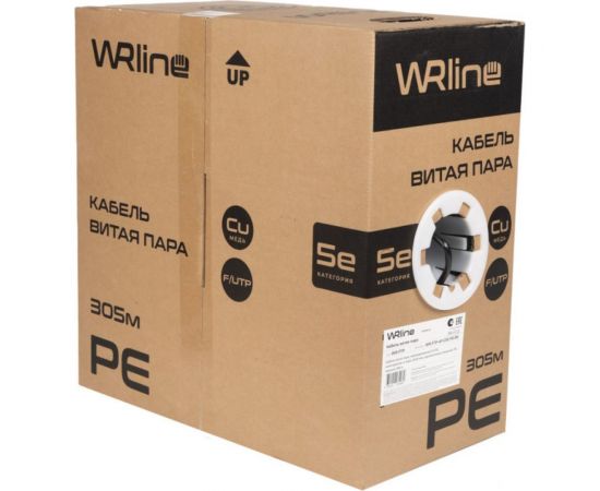 Кабель витая пара WRline WR-FTP-4P-C5E-PE-BK экранированный F/UTP, категория 5e, 4 пары (0,50 мм), одножильный, внешний, PE, черный, 305 м 505754 – изображение 4