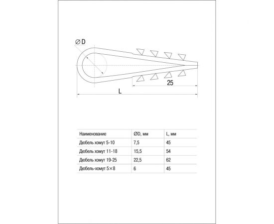 Дюбель-хомут IEK d19-25 мм нейл. бел. уп.100 шт. ИЭК UHH35-19-25-100 – изображение 2