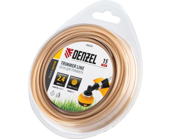 Леска армированная алюминием для триммера ALUFLEX 2.4 мм, 15 м, блистер, круглая Denzel 96830 – изображение 2