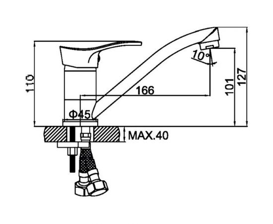 Смеситель для кухни LEDEME картридж диаметр 35 мм, излив L-15см L4514 65779 – изображение 2
