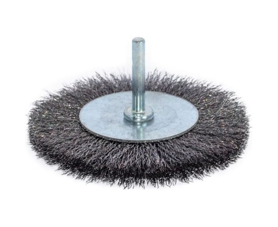 Щетка дисковая с хвостовиком волнистая 75 мм, STEEL 0.2 мм ПрофТим НA7510-ST-02 