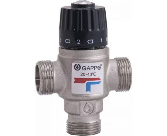 Термосмесительный клапан Gappo 1 нар/нар/нар боковое смешение 20-43 град. 550203 