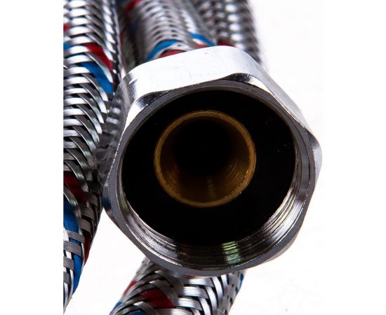 Подводка для воды СТМ сталь, 1/2"", гайка-гайка, 180 cм CWFHF180 – изображение 3