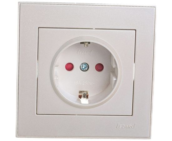 Розетка LEZARD RAIN с защитой от детей керамика жемчужно-белый металлик 703-3030-124 