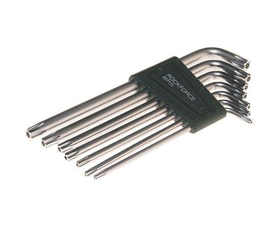 Набор TORX экстрадлинных ключей ROCKFORCE Т10Н-Т40Н с отверстием 7пр. RF-5071TL 
