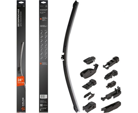 Бескаркасная щетка стеклоочистителя (600 мм, 24"", 10 адаптеров) Airline AWB-BK-600 