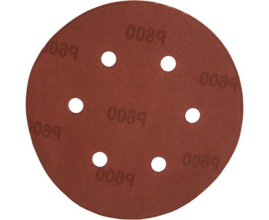Круг абразивный на ворсовой подложке под липучку, перфорированный (5 шт; 150 мм; 6 отв.; P600) MATRIX 73852 
