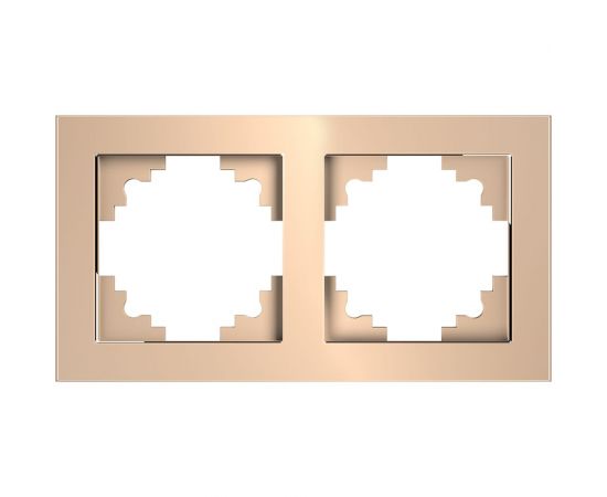 Горизонтальная 2-местная рамка STEKKER серия Катрин, стеклянная, GFR00-7002-02, шампань 39528 
