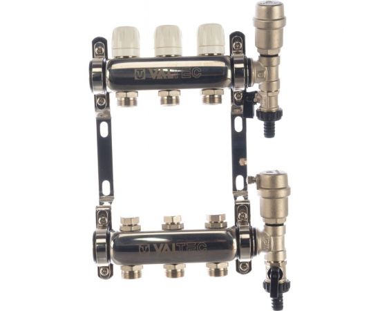 Коллекторная группа из нержавеющей стали с термостатическими клапанами в сборе, 1х3 вых. Евроконус 3/4 Valtec VTc.588.EMNX.0603 – изображение 4