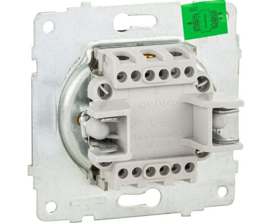 Механизм 1-клавишного проходного выключателя OVIVO белый, 600-000201-209 – изображение 2