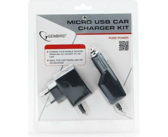 Набор зарядных устройств Gembird с Micro-USB разъемом 110/220V-5V и 12VDC-5V, черный MP3A-CAR-KIT1 – изображение 2