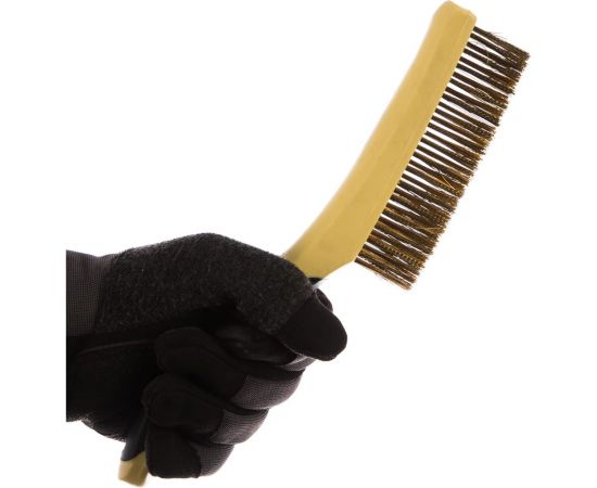 Щетка по металлу ROCKFORCE ручная, в пластиковом корпусе с прорезиненной рукояткой RF-340121318 – изображение 2