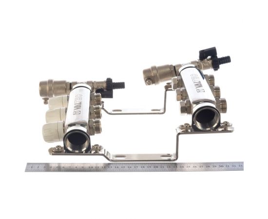 Коллекторная группа из нержавеющей стали с термостатическими клапанами в сборе, 1х3 вых. Евроконус 3/4 Valtec VTc.588.EMNX.0603 – изображение 2